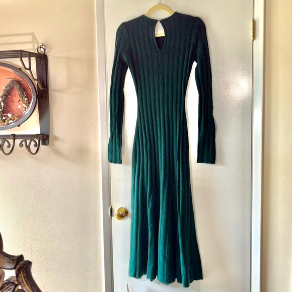 REFORMATION Evan Cashmere Green Ribbed Knit Long Sleeve Sweater Dress with tags - Picture 11 of 11